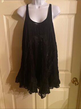 Free People Black Lace Trim Slip Dress